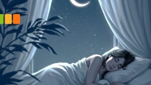 नींद और स्लीप फिटनेस के लिए शांत वातावरण में सोता हुआ व्यक्ति