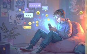 मोबाइल और लैपटॉप से दूरी बनाकर किताब पढ़ता व्यक्ति, शांत वातावरण में स्क्रीन डिटॉक्स और डिजिटल बैलेंस का प्रतीक।